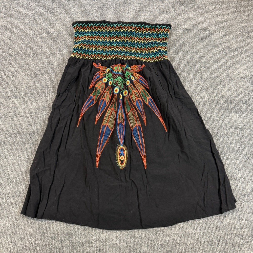 Poetry Clothing Embroidered Smocked Tube Top Black Sz Medium Boho Whimsigoth